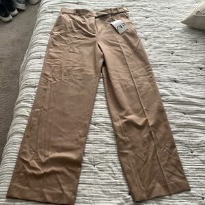 Zara khaki wide leg pants!
